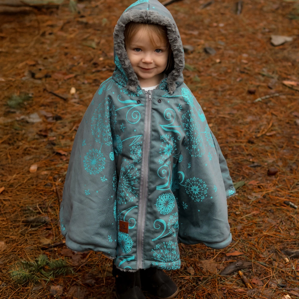 Oodee 3-in-1 Poncho | Dandelion Aqua - Minky Fur