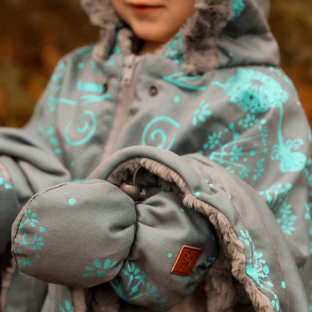 Oodee 3-in-1 Poncho | Dandelion Aqua - Minky Fur