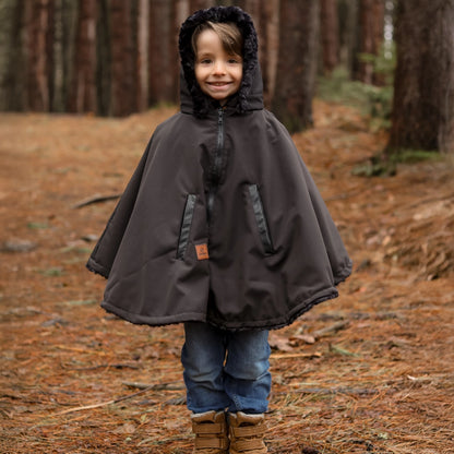 Oodee 3-in-1 Poncho | Black Downtec - Minky Fur