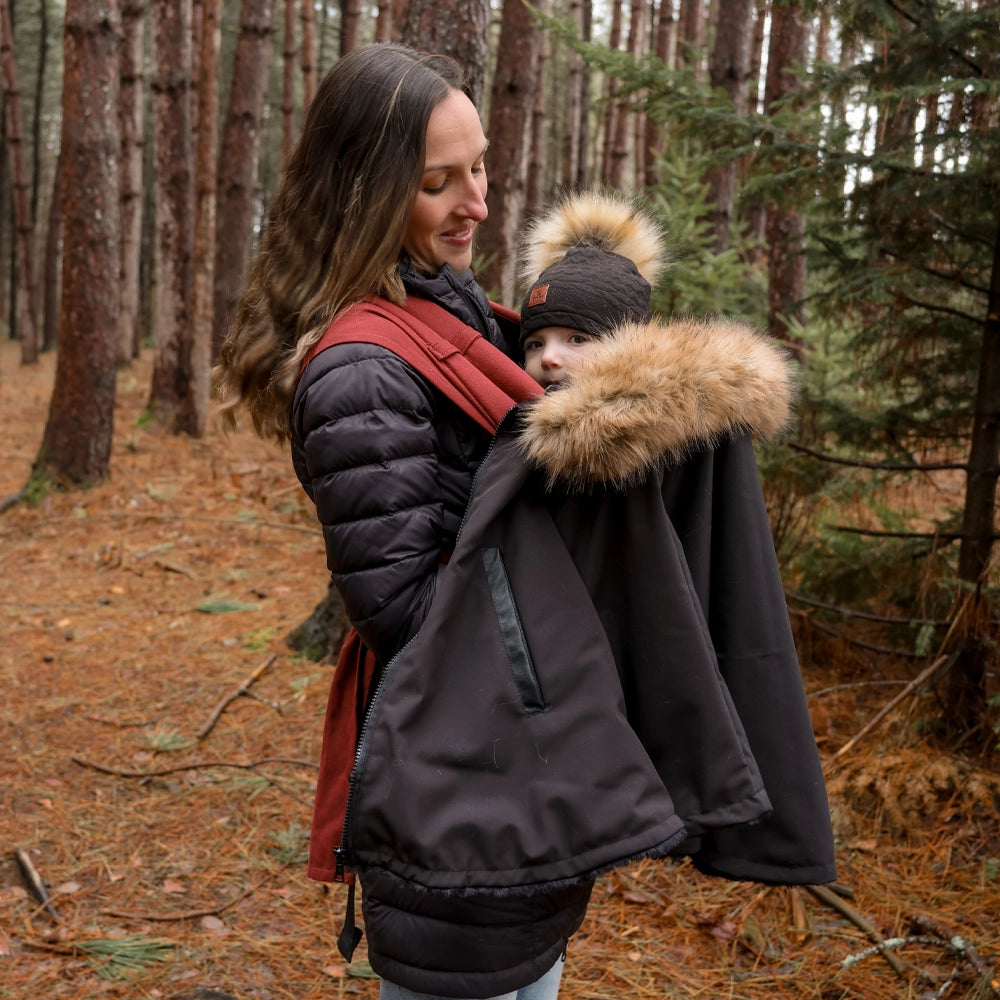 Oodee 3-in-1 Poncho | Black Downtec - Minky Fur