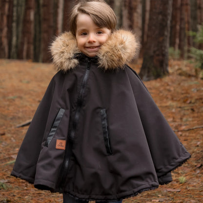 Oodee 3-in-1 Poncho | Black Downtec - Minky Fur