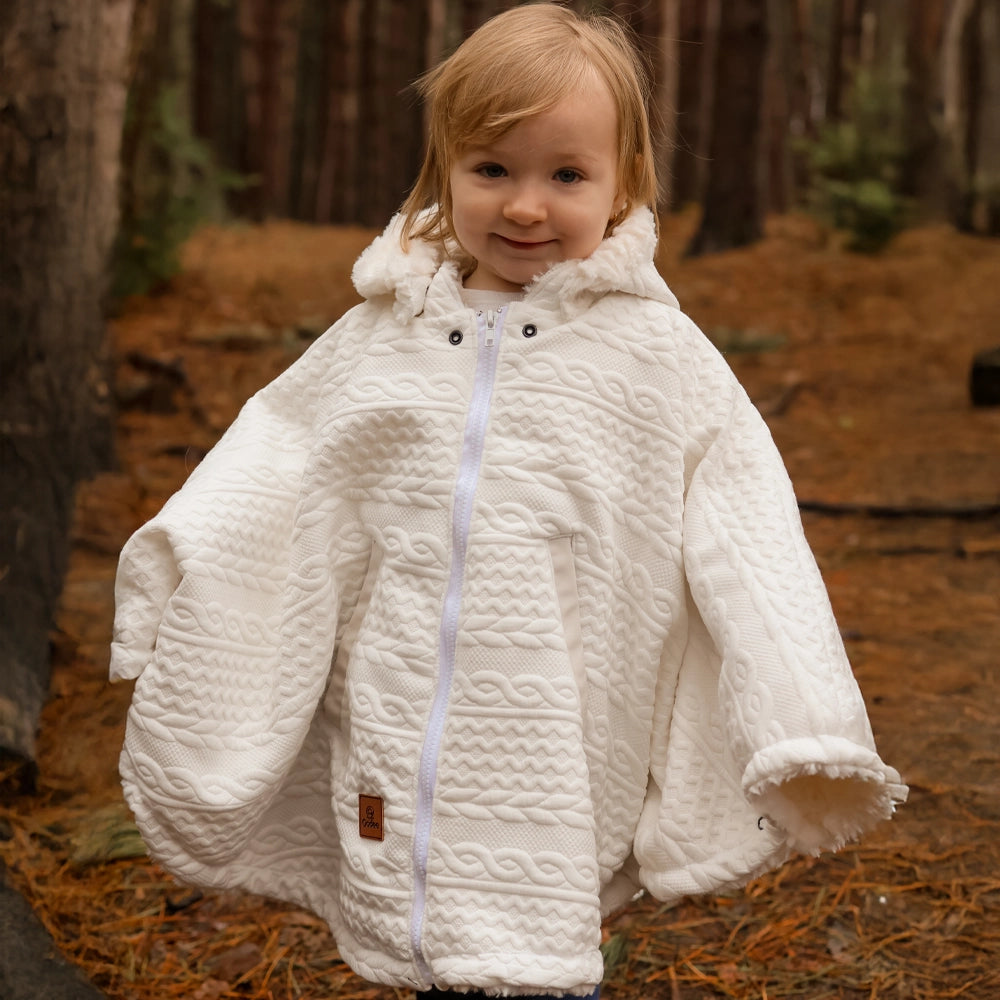 Oodee 3-in-1 Poncho | White Trendy Knit - Minky Fur