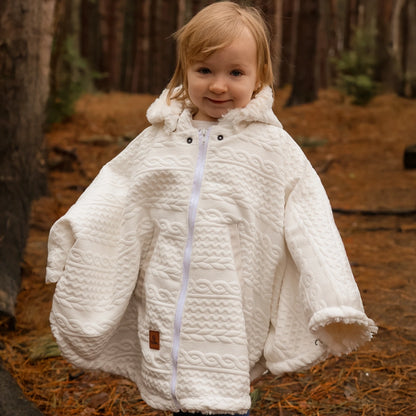 Oodee 3-in-1 Poncho | White Trendy Knit - Minky Fur