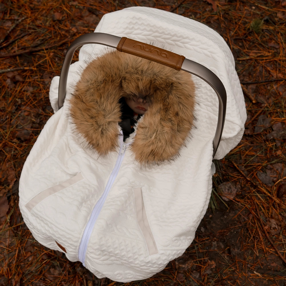 Oodee 3-in-1 Poncho | White Trendy Knit - Minky Fur