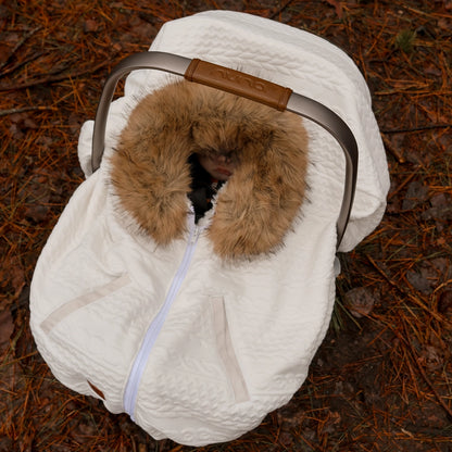 Oodee 3-in-1 Poncho | White Trendy Knit - Minky Fur
