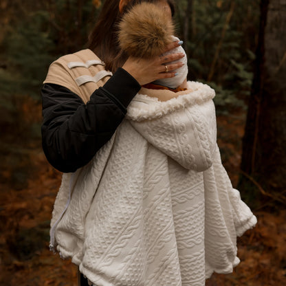 Oodee 3-in-1 Poncho | White Trendy Knit - Minky Fur
