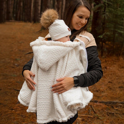 Oodee 3-in-1 Poncho | White Trendy Knit - Minky Fur