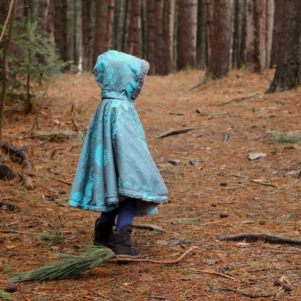 Oodee 3-in-1 Poncho | Dandelion Aqua - Minky Fur