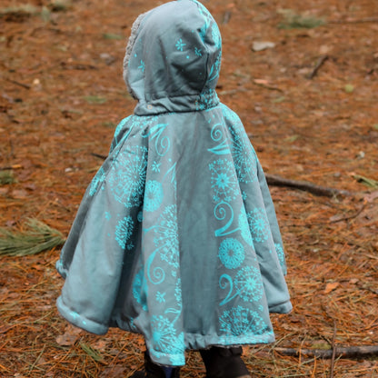 Oodee 3-in-1 Poncho | Dandelion Aqua - Minky Fur