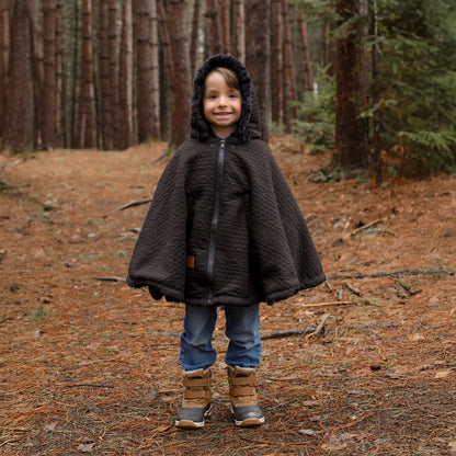 Oodee 3-in-1 Poncho | Black Trendy Knit - Minky Fur