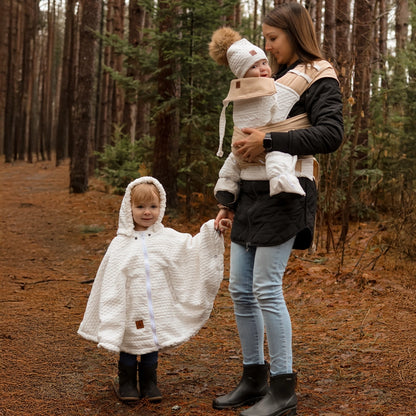 Oodee 3-in-1 Poncho | White Trendy Knit - Minky Fur