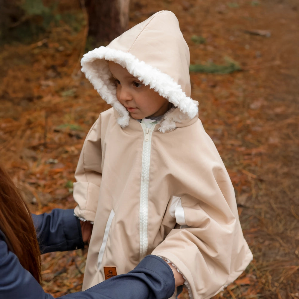 Oodee 3-in-1 Poncho | French Vanilla Downtec - Minky fur