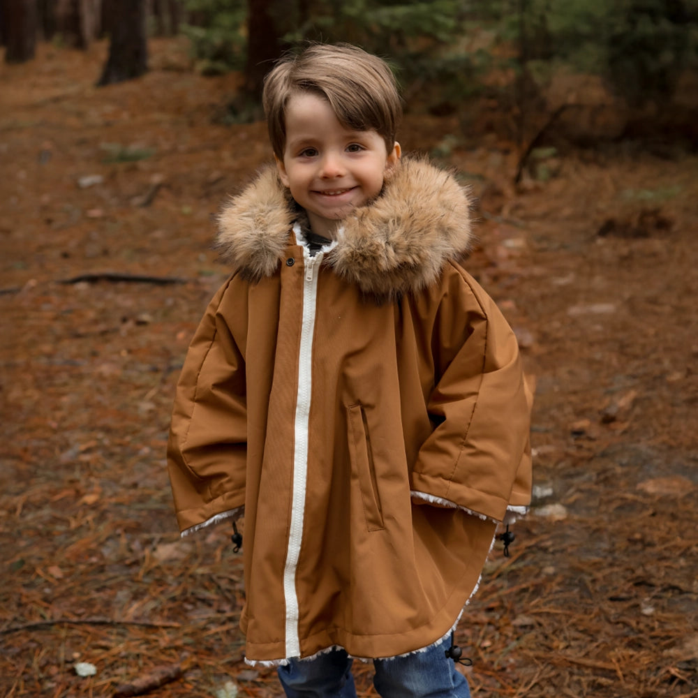 Oodee 3-in-1 Poncho | Capuccino Downtec - Minky Fur