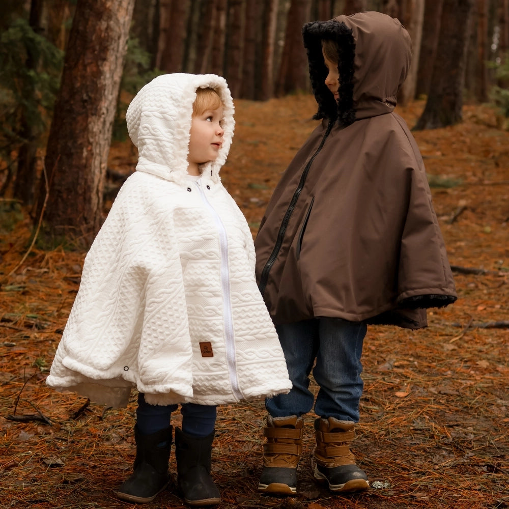 Oodee 3-in-1 Poncho | White Trendy Knit - Minky Fur