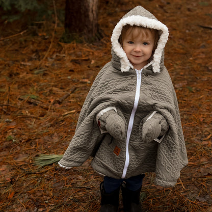 Oodee 3-in-1 Poncho | Green Trendy Knit - Minky Fur