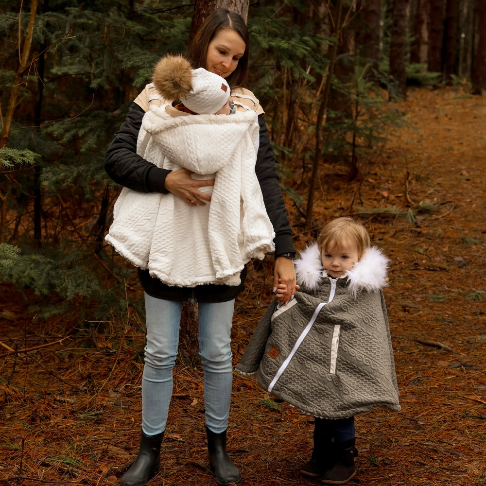 Oodee 3-in-1 Poncho | Green Trendy Knit - Minky Fur