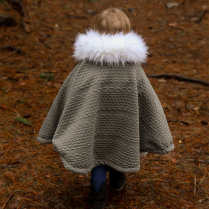 Oodee 3-in-1 Poncho | Green Trendy Knit - Minky Fur